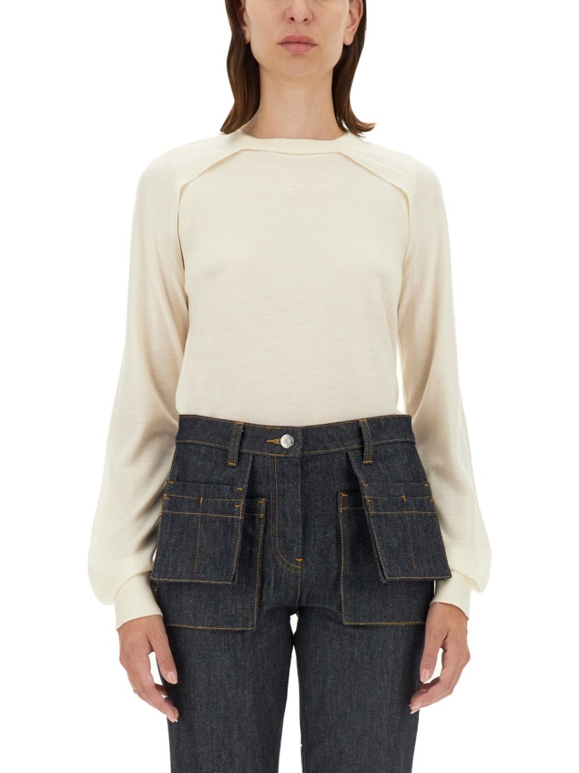 Helmut Lang Relaxed-Fit Wool And Silk Blend Top Neutraal
