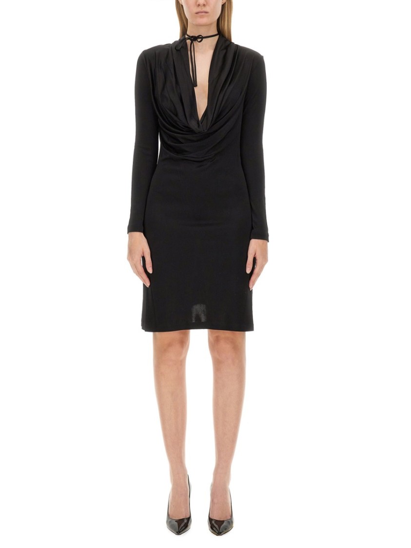 Helmut Lang Slim-Fit Black Jersey Dress Zwart