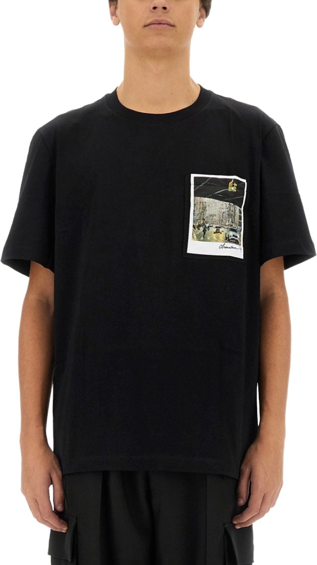 Helmut Lang Black T-Shirt With Front Logo Zwart