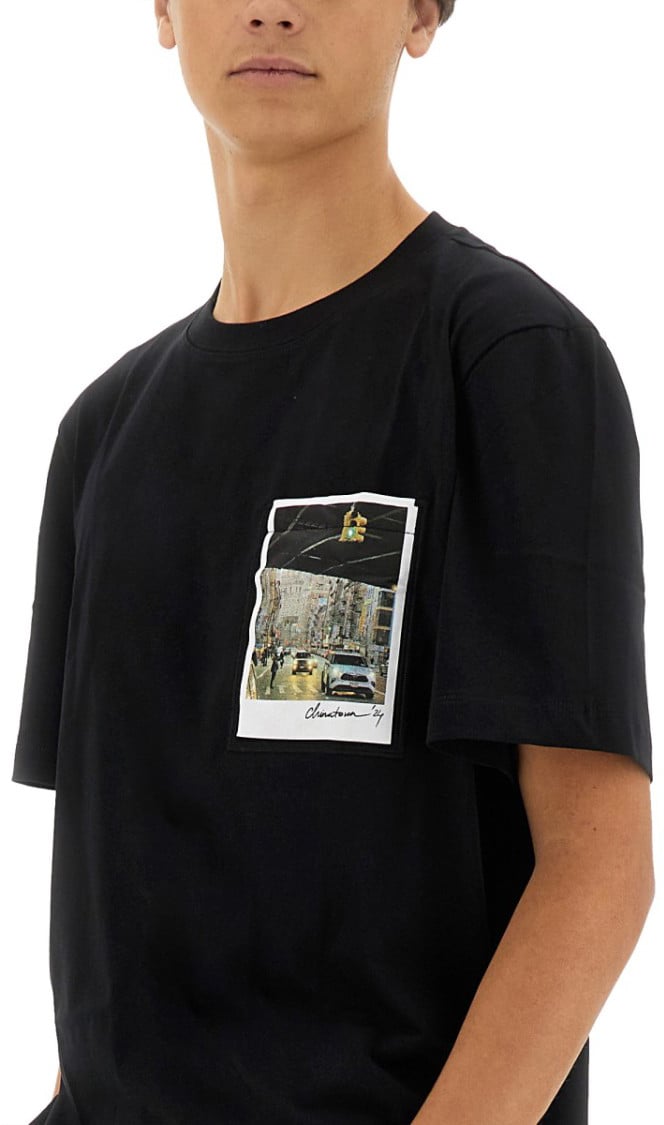 Helmut Lang Black T-Shirt With Front Logo Zwart