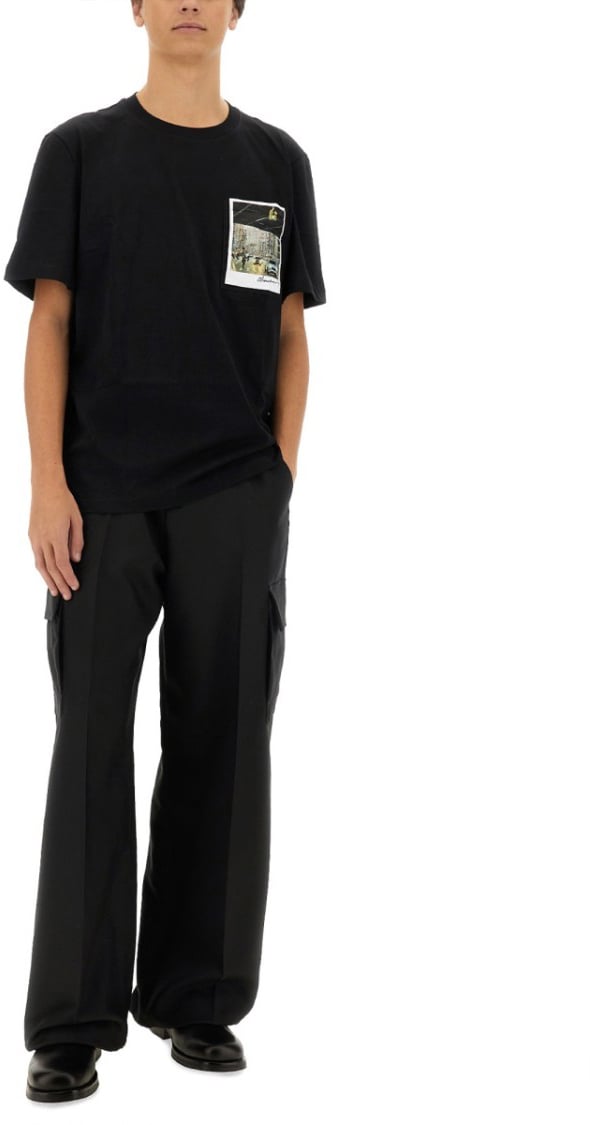 Helmut Lang Black T-Shirt With Front Logo Zwart