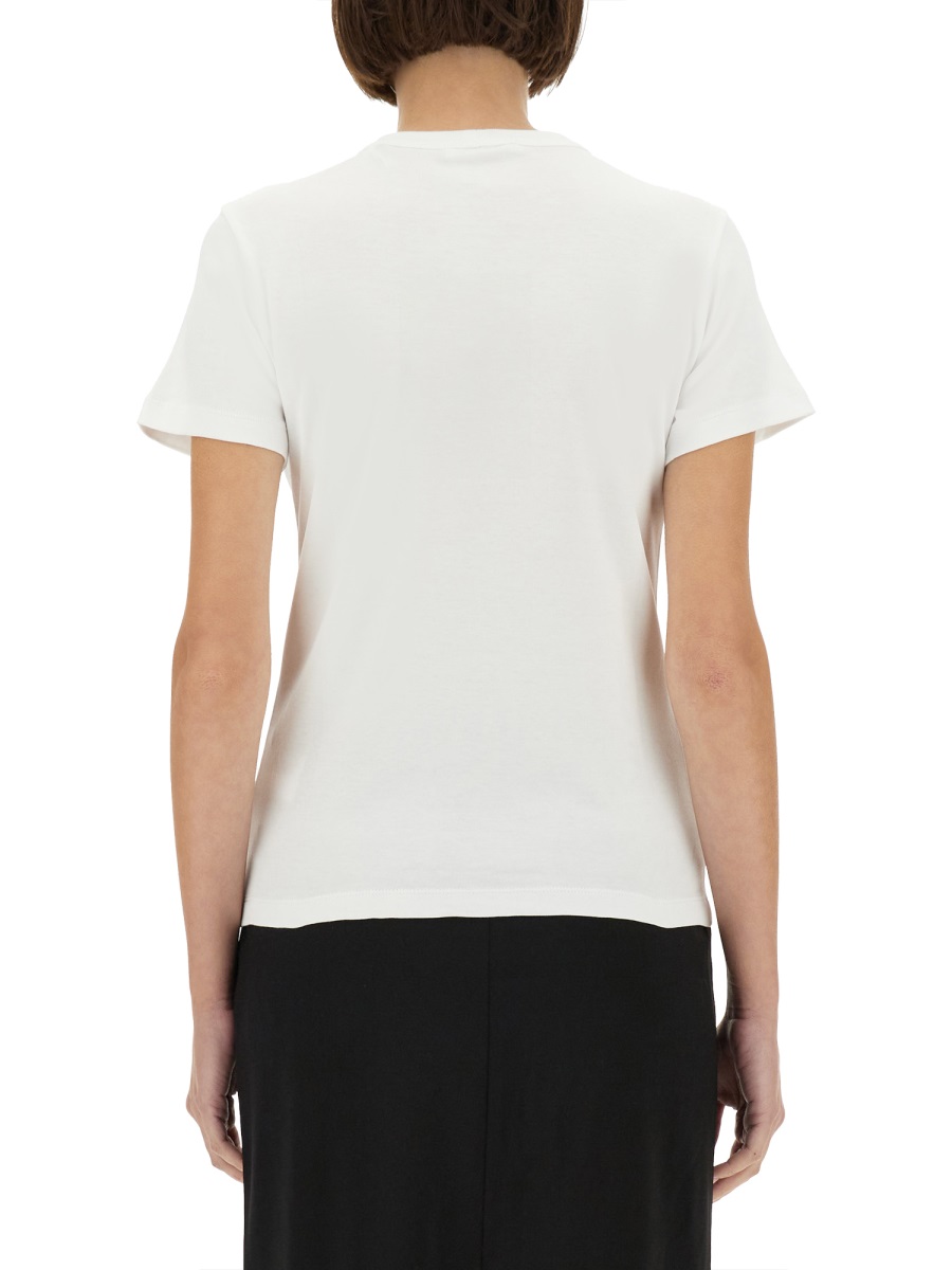 Helmut Lang Slim Fit White T-Shirt With Subtle Logo Embellishment Wit