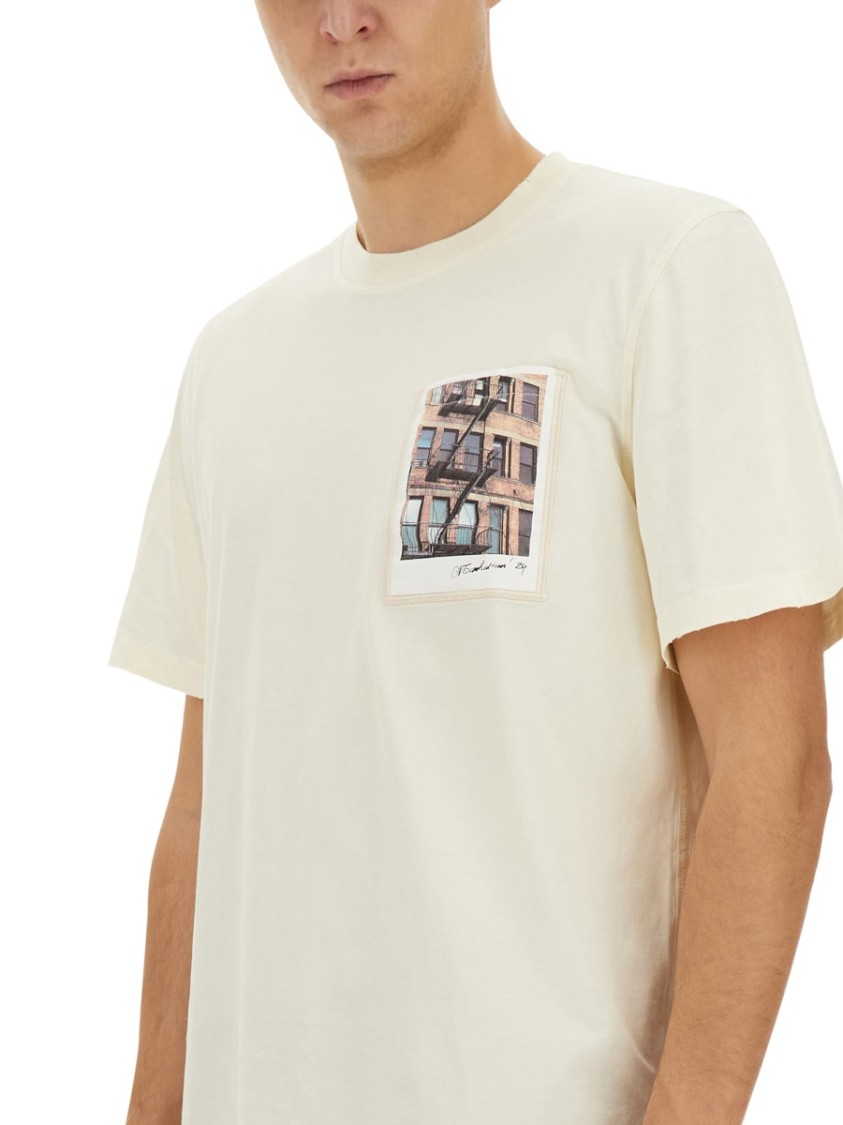 Helmut Lang "Postcard Building" T-Shirt Wit