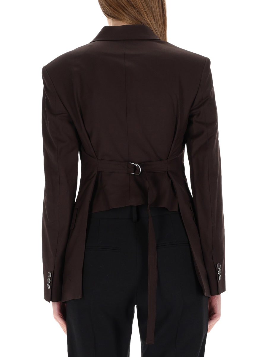 Helmut Lang Cutaway Wool Single-Button Blazer Zwart