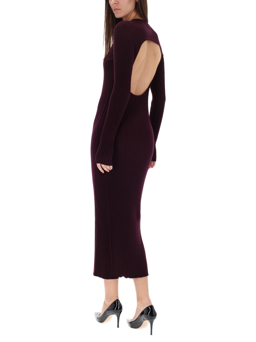 Helmut Lang Ribbed Open Back Midi Dress Zwart