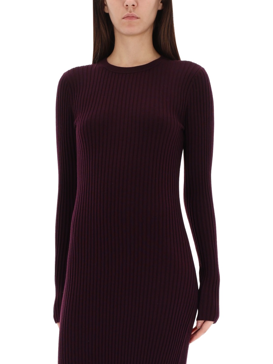 Helmut Lang Ribbed Open Back Midi Dress Zwart