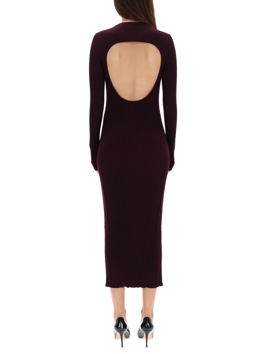 Helmut Lang Ribbed Open Back Midi Dress Zwart