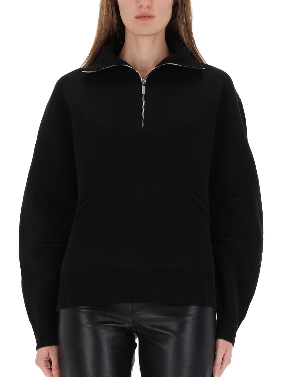 Helmut Lang Apex High Collar Zip-Up Sweater Zwart