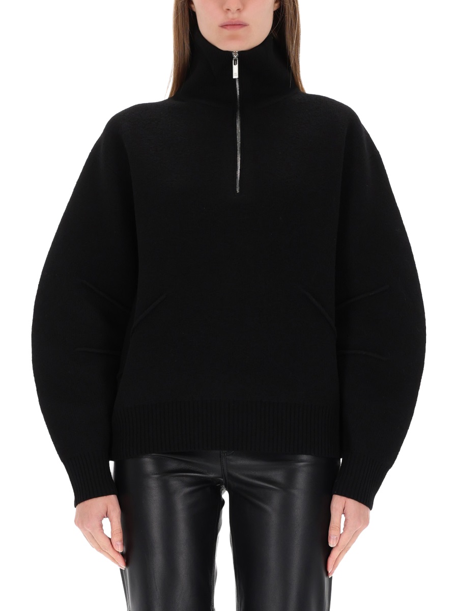 Helmut Lang Apex High Collar Zip-Up Sweater Zwart