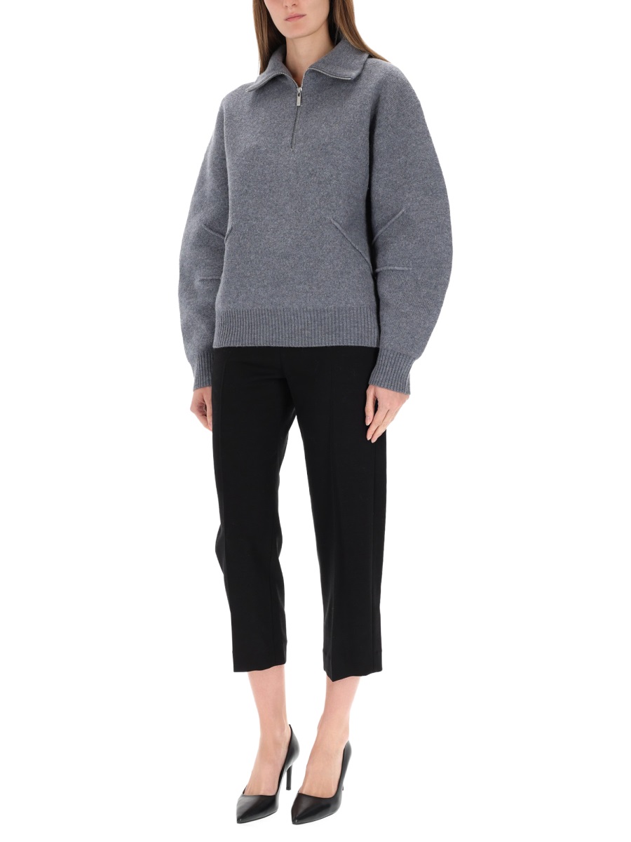 Helmut Lang Apex High Zippered Collar Sweater Grijs