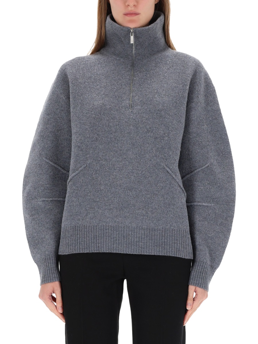 Helmut Lang Apex High Zippered Collar Sweater Grijs