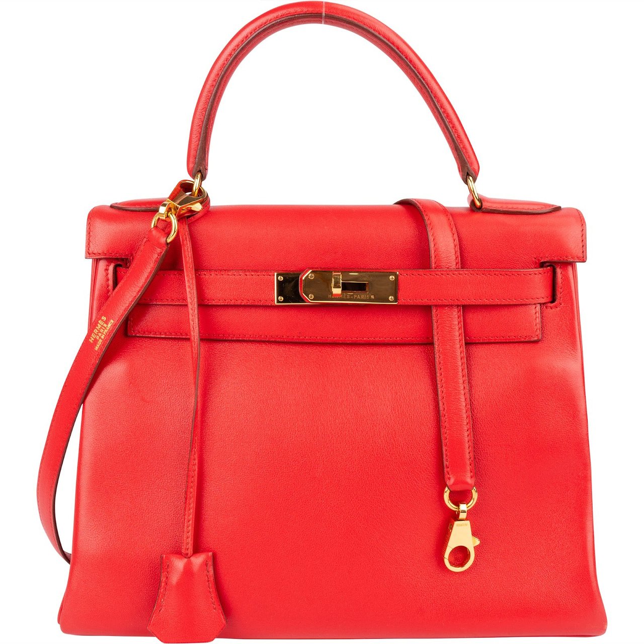Hermès Hermès Rouge Swift Leather Kelly 28 Handbag Rood