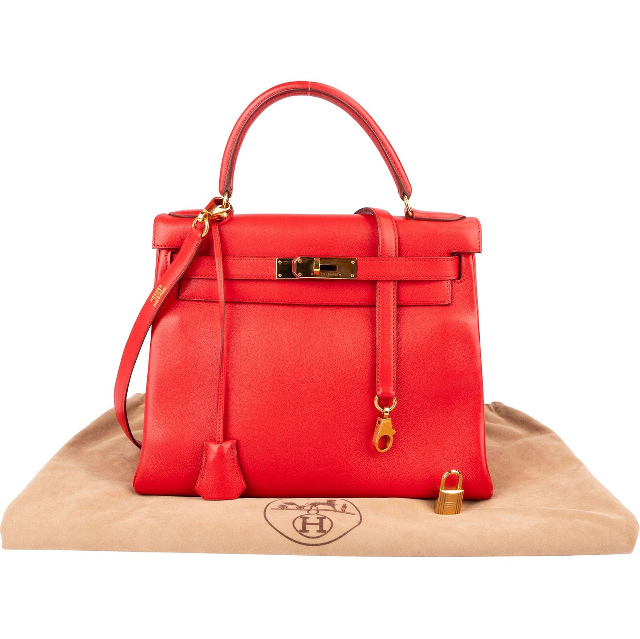 Hermès Hermès Rouge Swift Leather Kelly 28 Handbag Rood