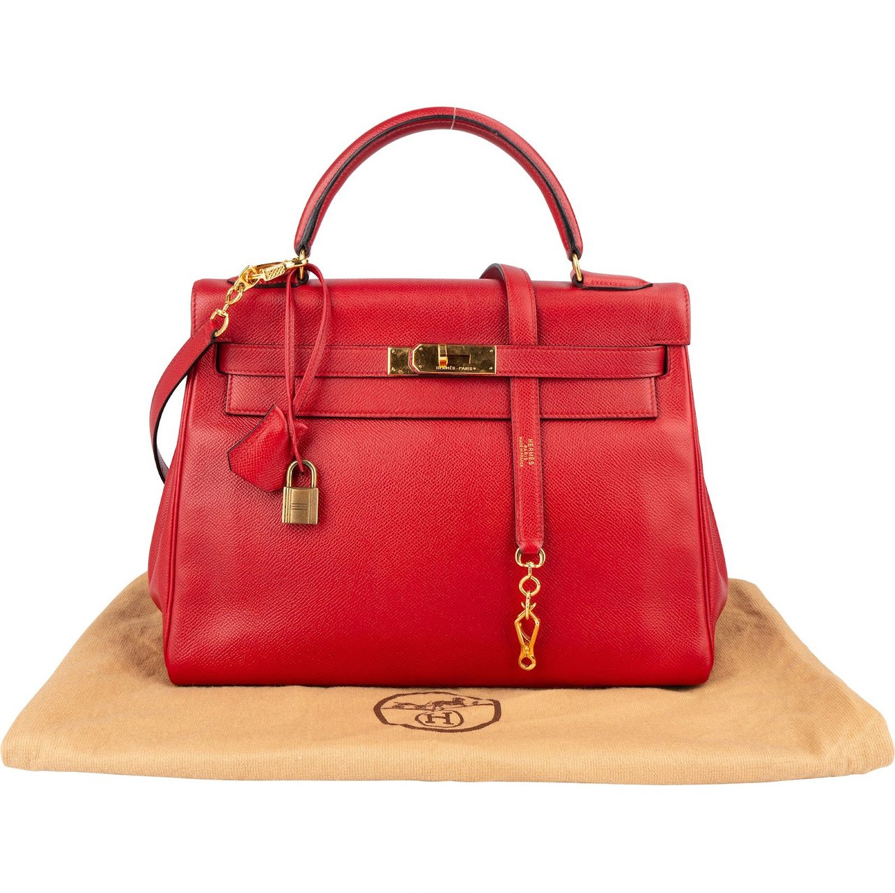 Hermès Hermès Rouge Courchevel Leather Kelly 32 Handbag Rood