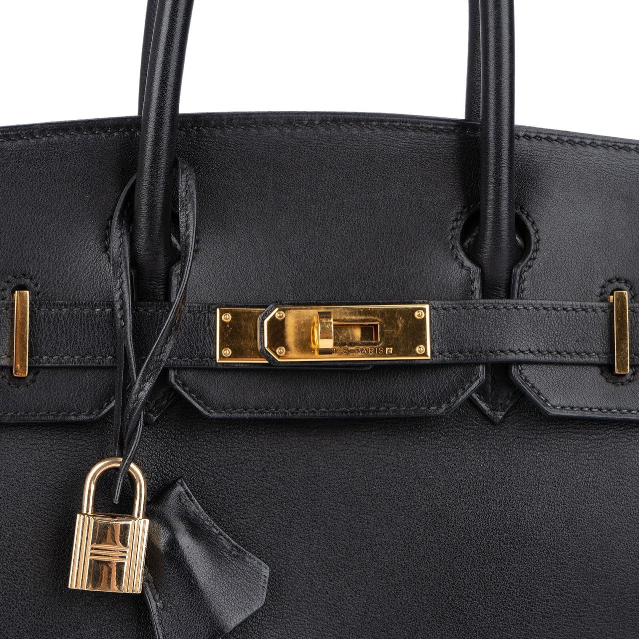 Hermès Hermès Noir Swift Leather Birkin 30 Handbag Zwart
