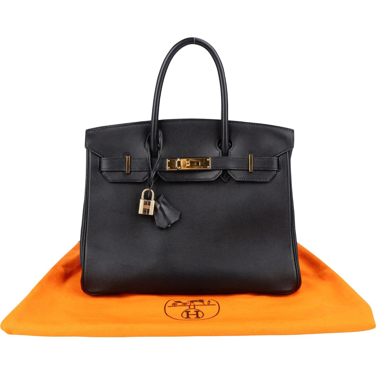 Hermès Hermès Noir Swift Leather Birkin 30 Handbag Zwart