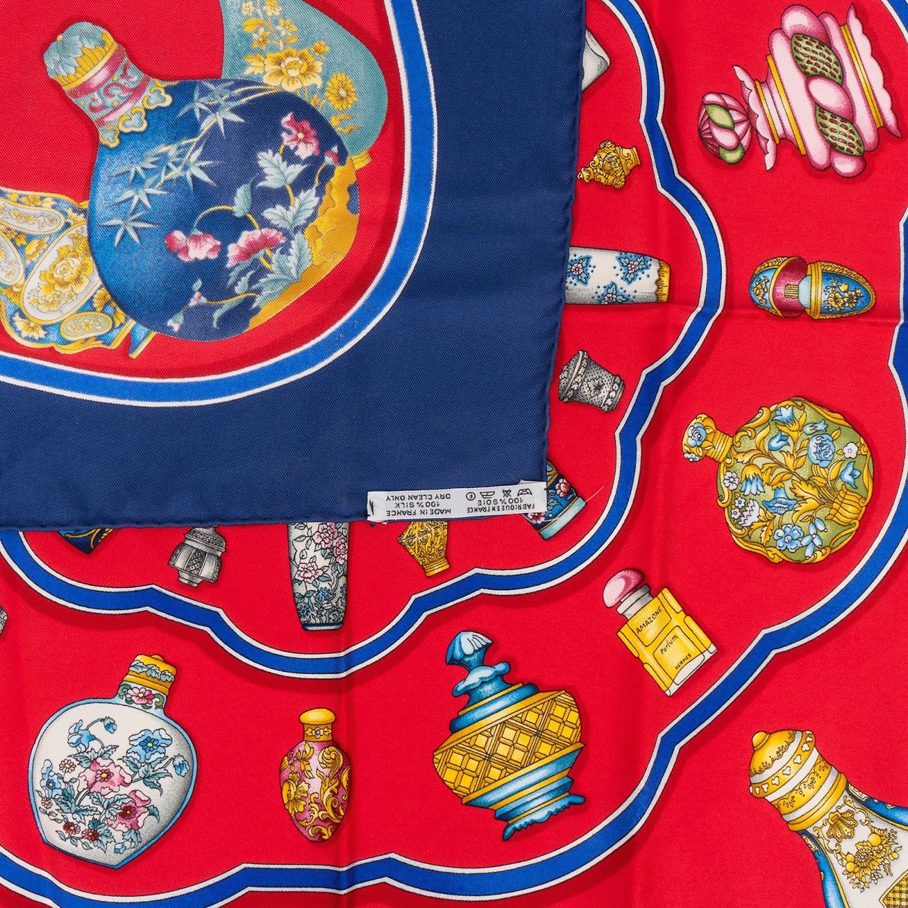 Hermès Hermès Silk Qu'importe le flacon Carré 90 Tuch Scarf Rood