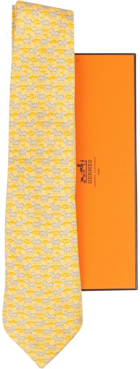 Hermès Hermès Silk Zebra Peintre Krawatte Tie Geel