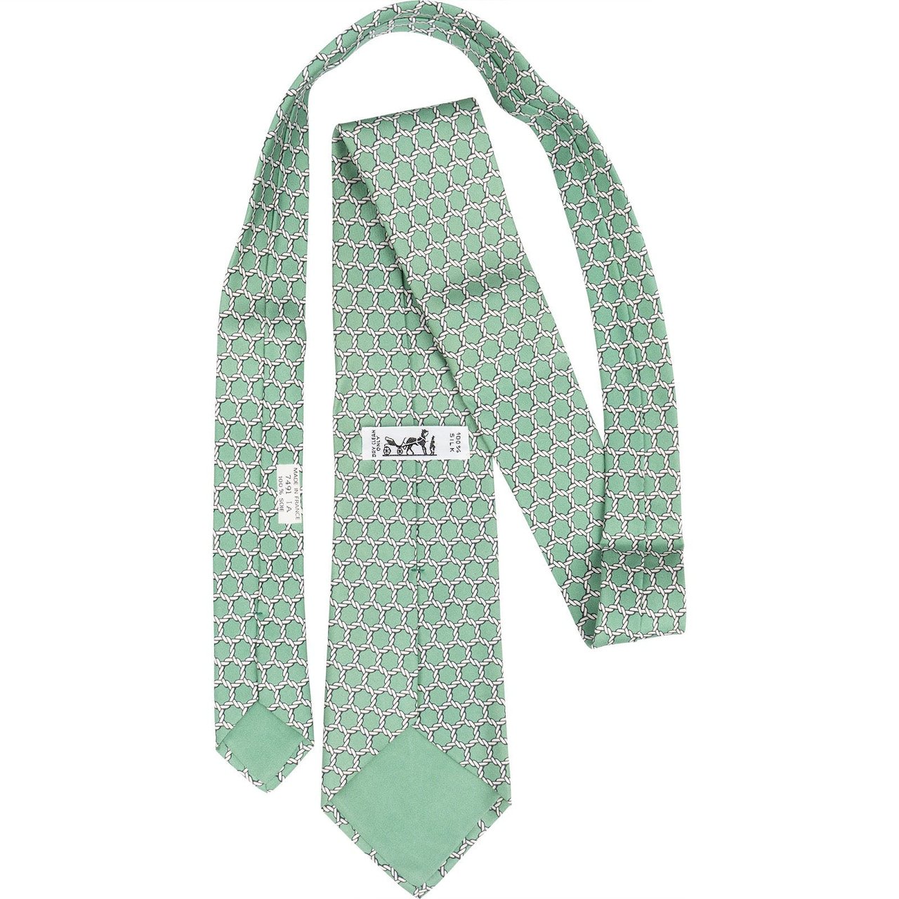 Hermès Hermès Silk Pattern Krawatte Tie Lime