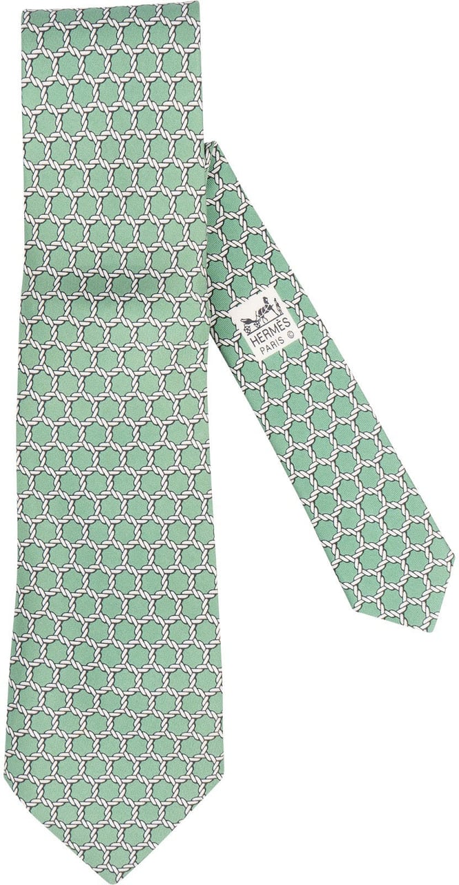 Hermès Hermès Silk Pattern Krawatte Tie Lime