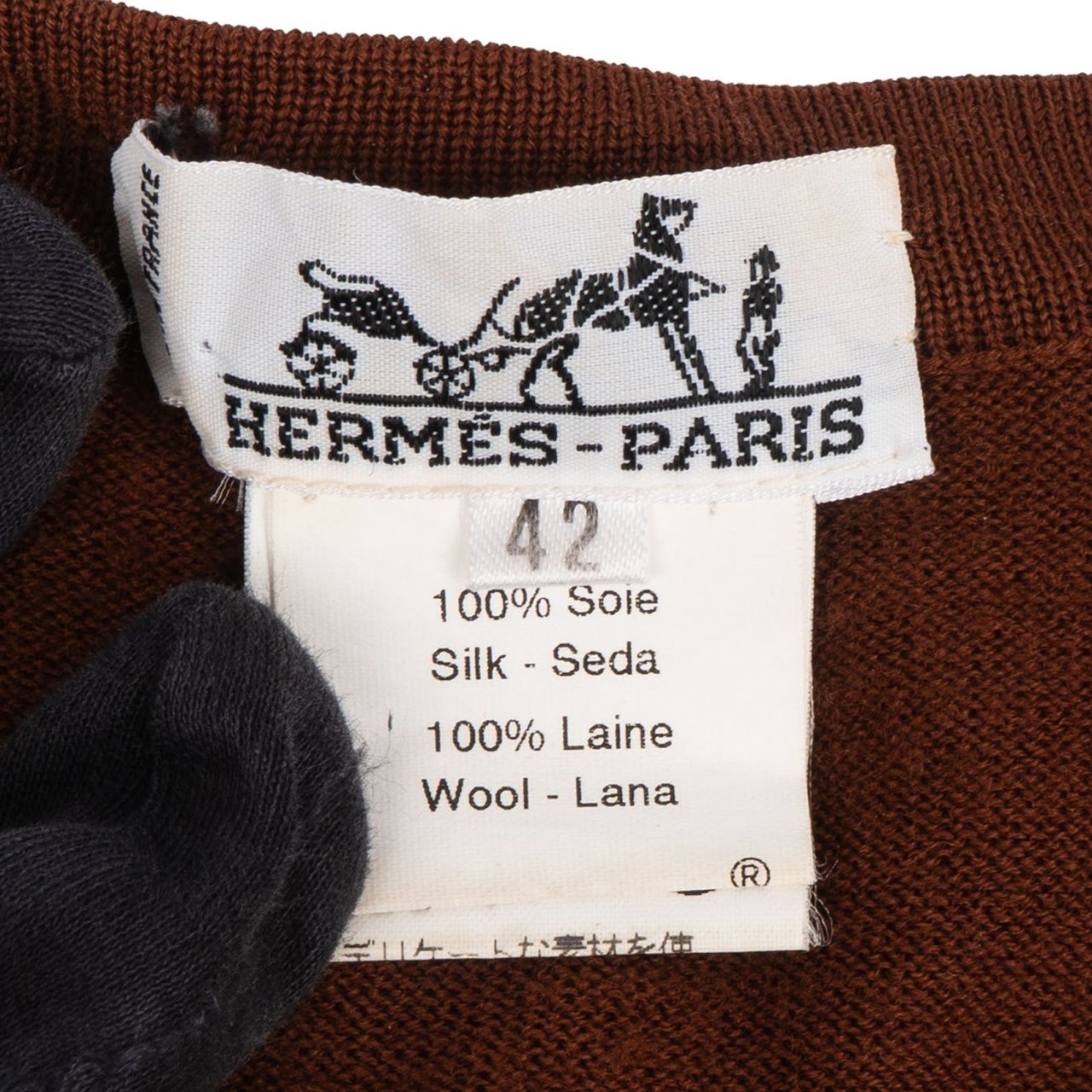 Hermès Hermès Cravache Silk Cardigan (FR 42 / DE 40) Bruin