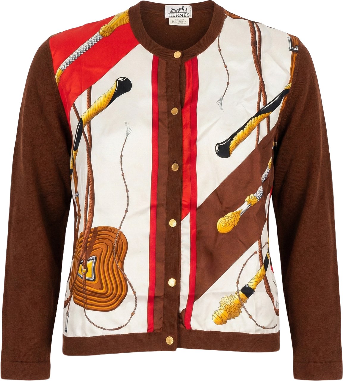 Hermès Hermès Cravache Silk Cardigan (FR 42 / DE 40) Bruin