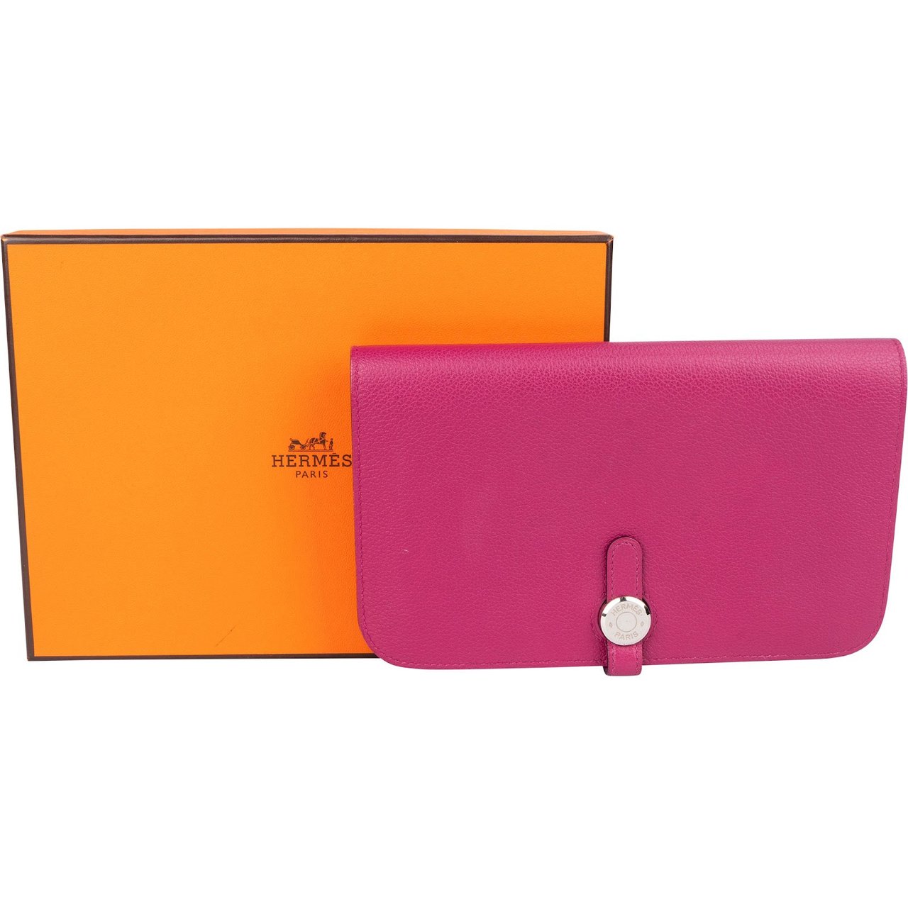 Hermès Epsom Leather Dogon Duo Wallet Roze