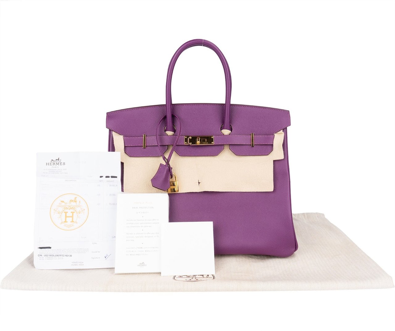 Hermès Hermès Violet Epsom Leather Birkin 35 Handbag Paars