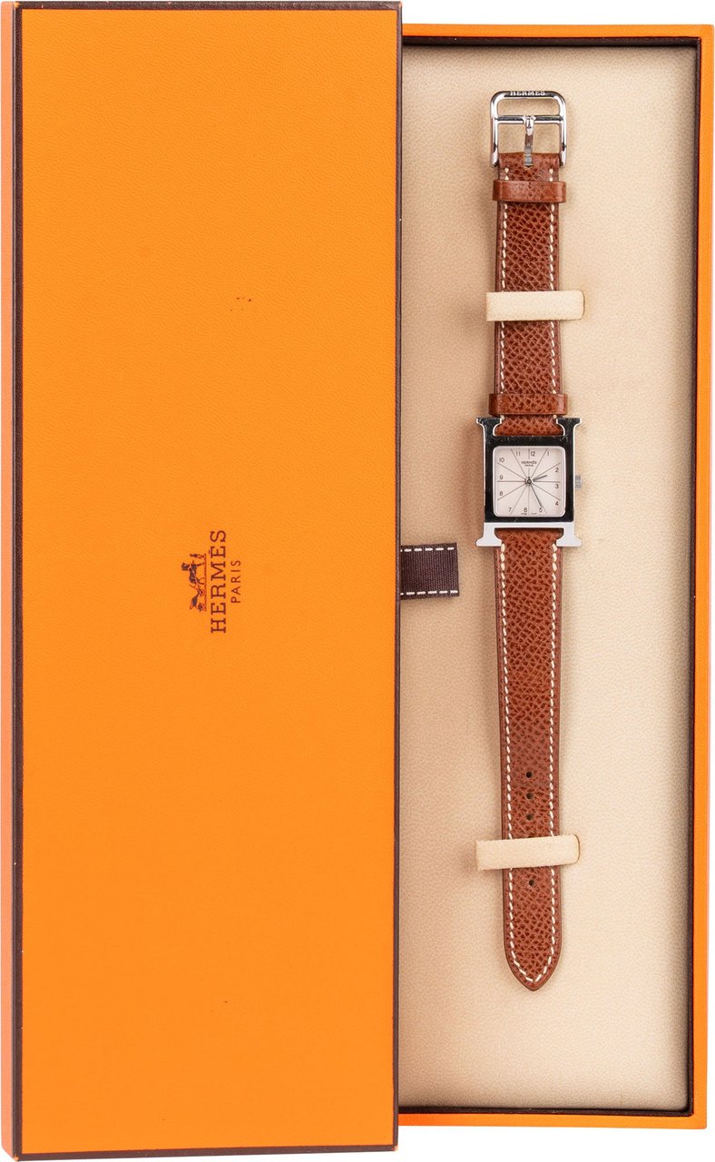 Hermès Hermès Silver Tone Heure H HH.1.210 Women Watch Bruin