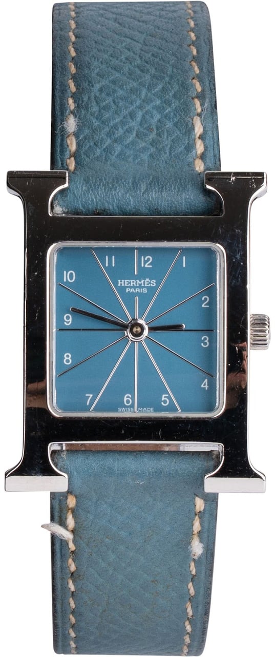 Hermès Silver Tone Heure H HH1.210 Women Watch Blauw