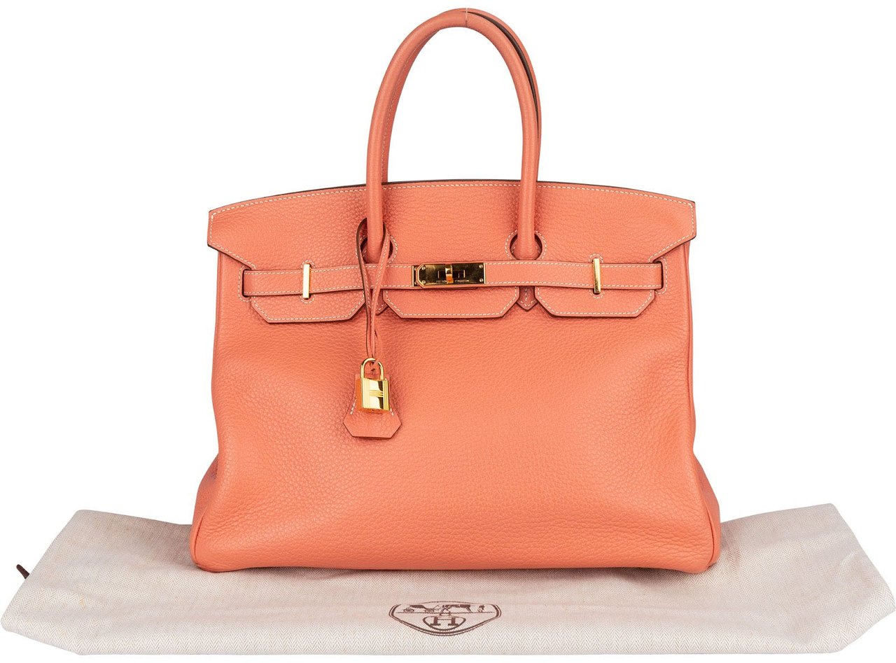 Hermès Hermès Crevette Clemence Leather Birkin 35 Handbag Oranje