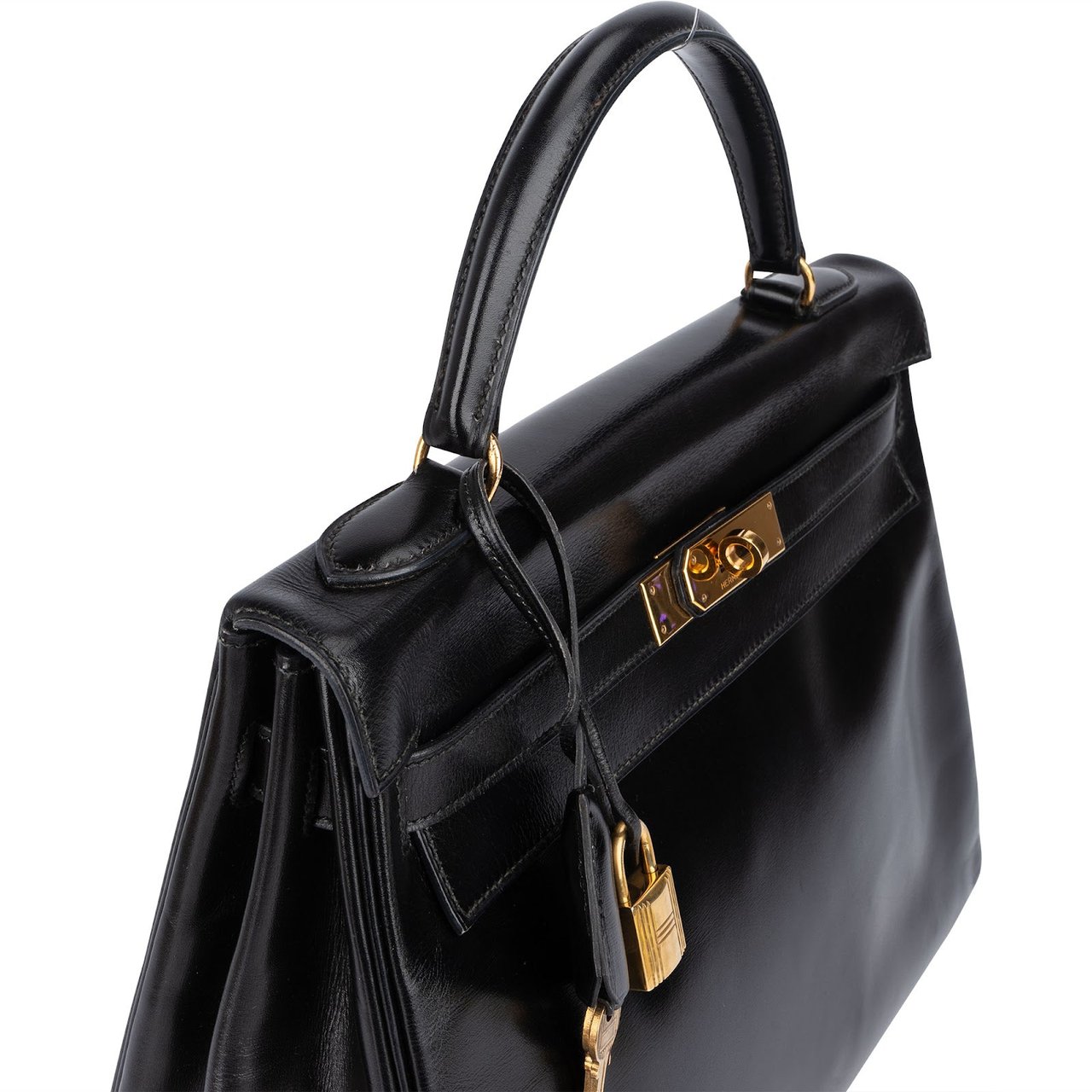 Hermès Box Calfskin Kelly 32 Retourne Handbag Zwart