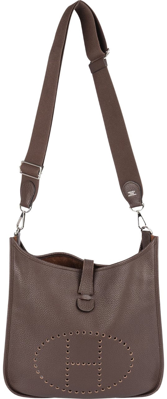 Hermès Hermès Brown Clemence Leather Evelyne III GM Crossbody Bag Bruin