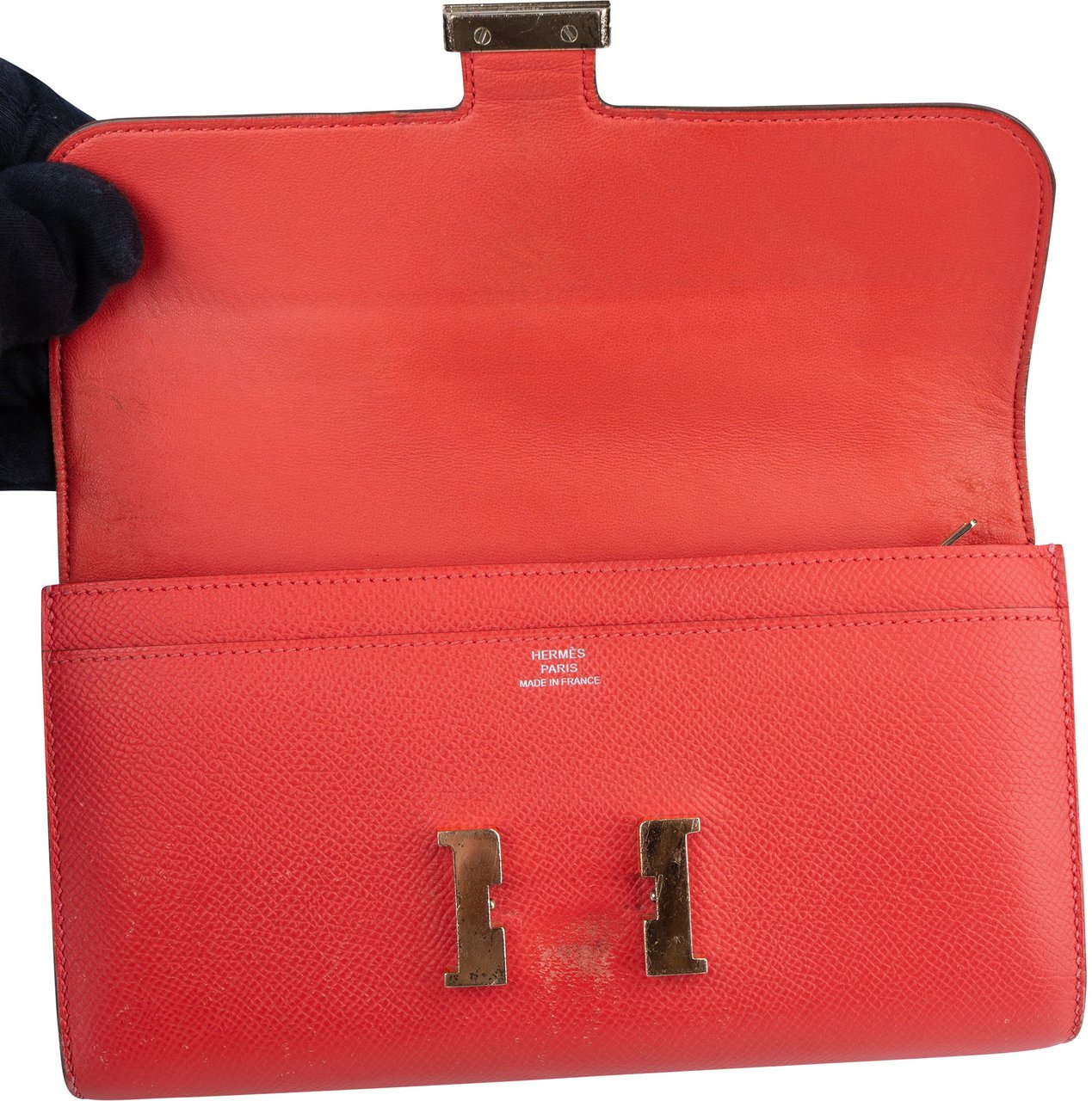 Hermès Hermès Epsom Leather Constance H Wallet Oranje