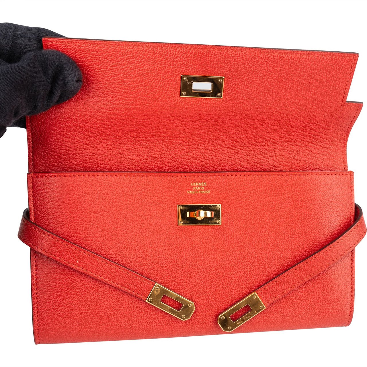 Hermès Hermès Red Clemence Leather Kelly Wallet Rood