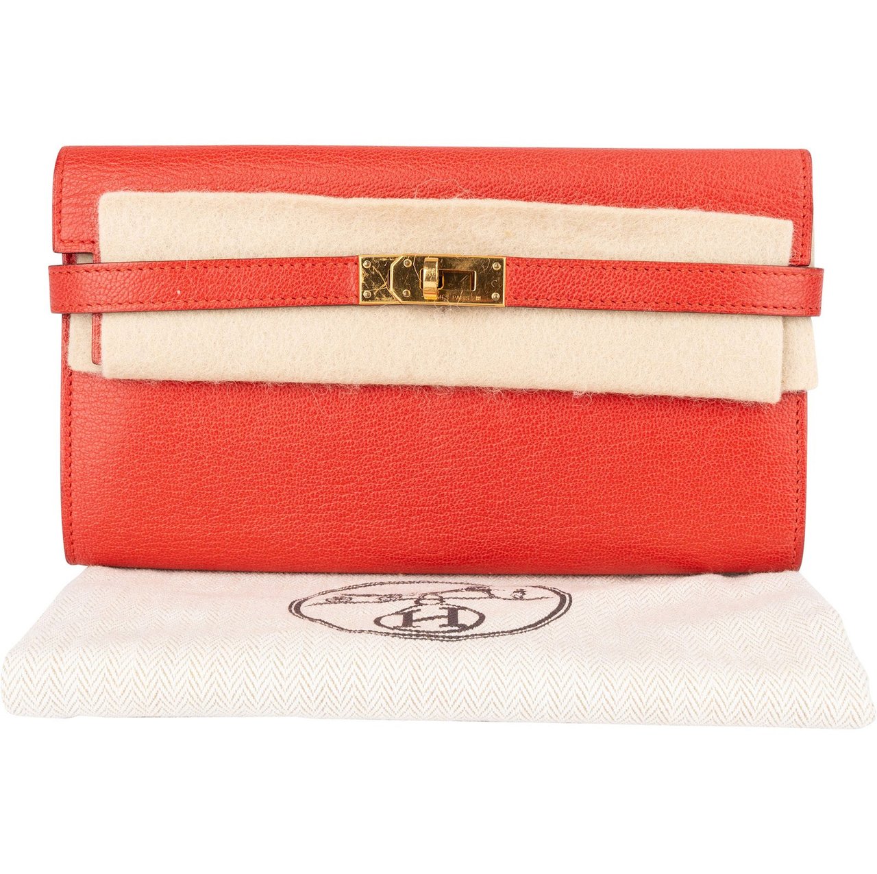 Hermès Hermès Red Clemence Leather Kelly Wallet Rood