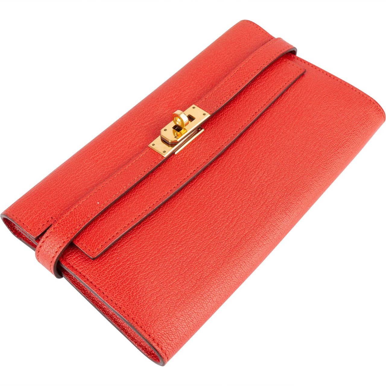 Hermès Hermès Red Clemence Leather Kelly Wallet Rood