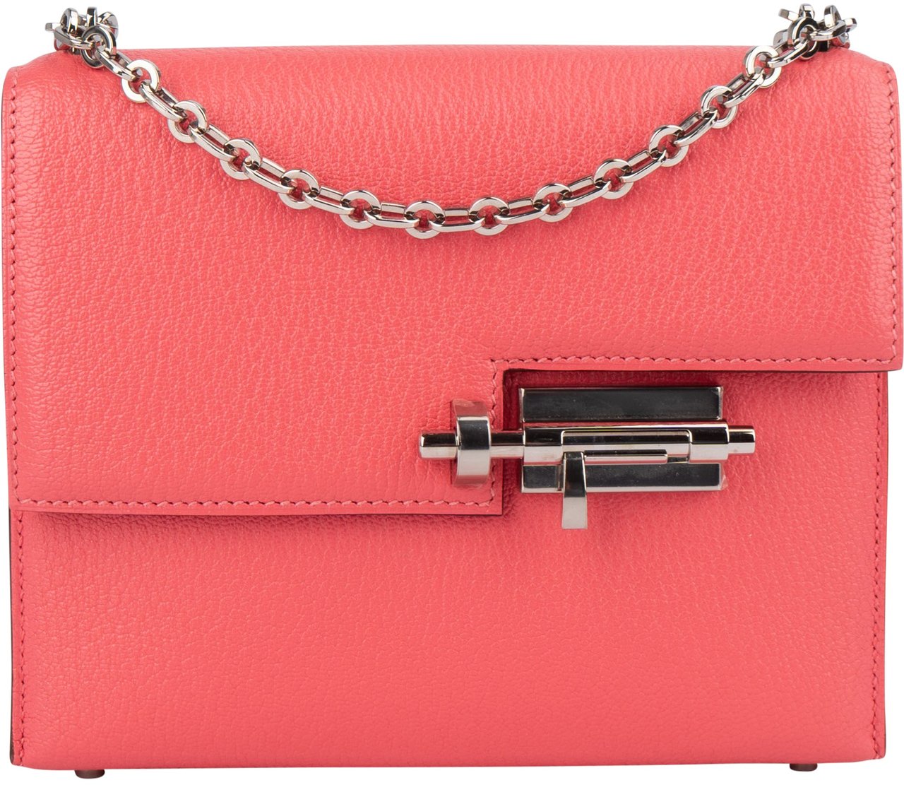 Hermès Chevre Mysore Rose Lipstick Mini Sac Verrou Chaine Crossbody Bag Rood