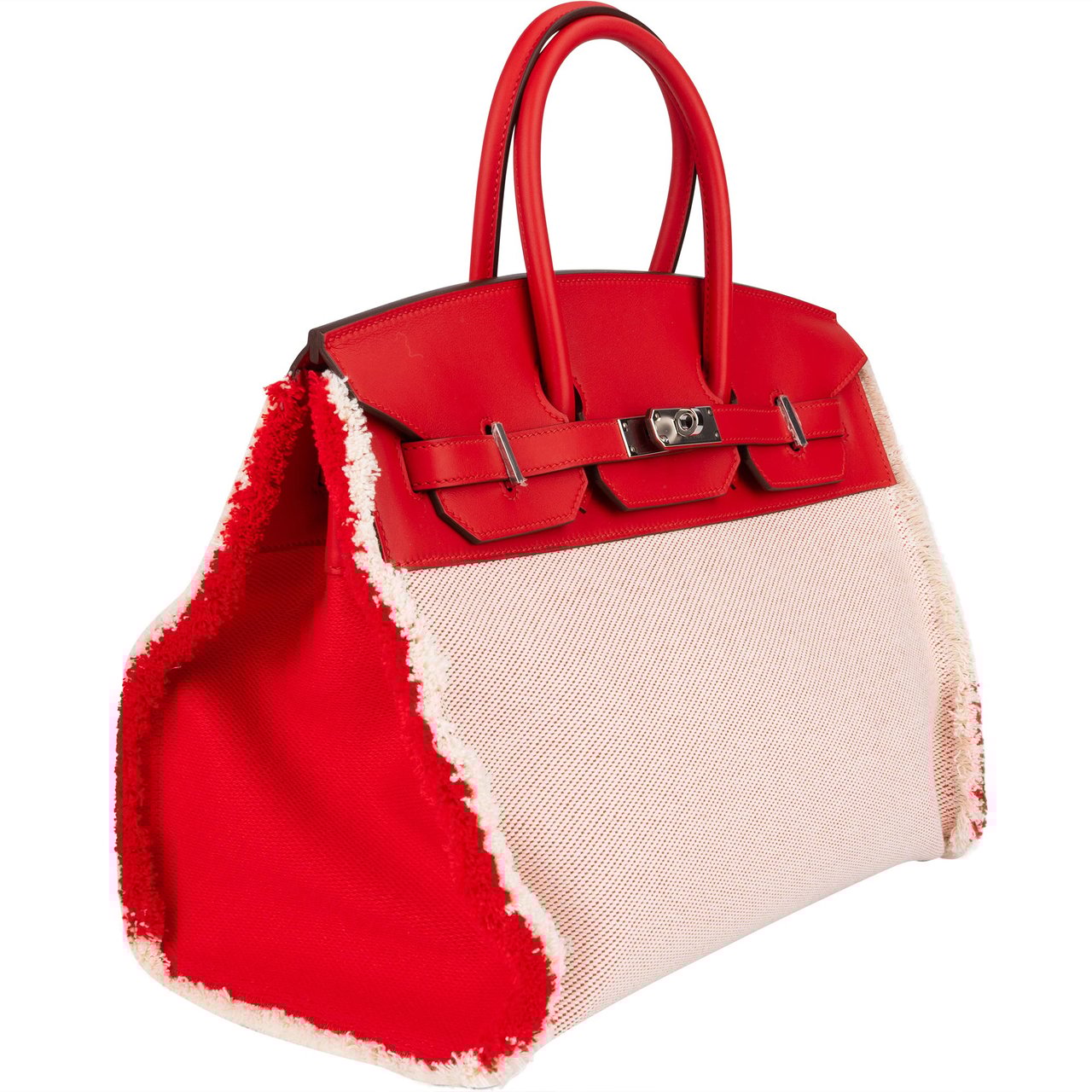 Hermès Hermès Fray Swift / Toile H Rouge de Coeur Birkin 35 Handbag Rood