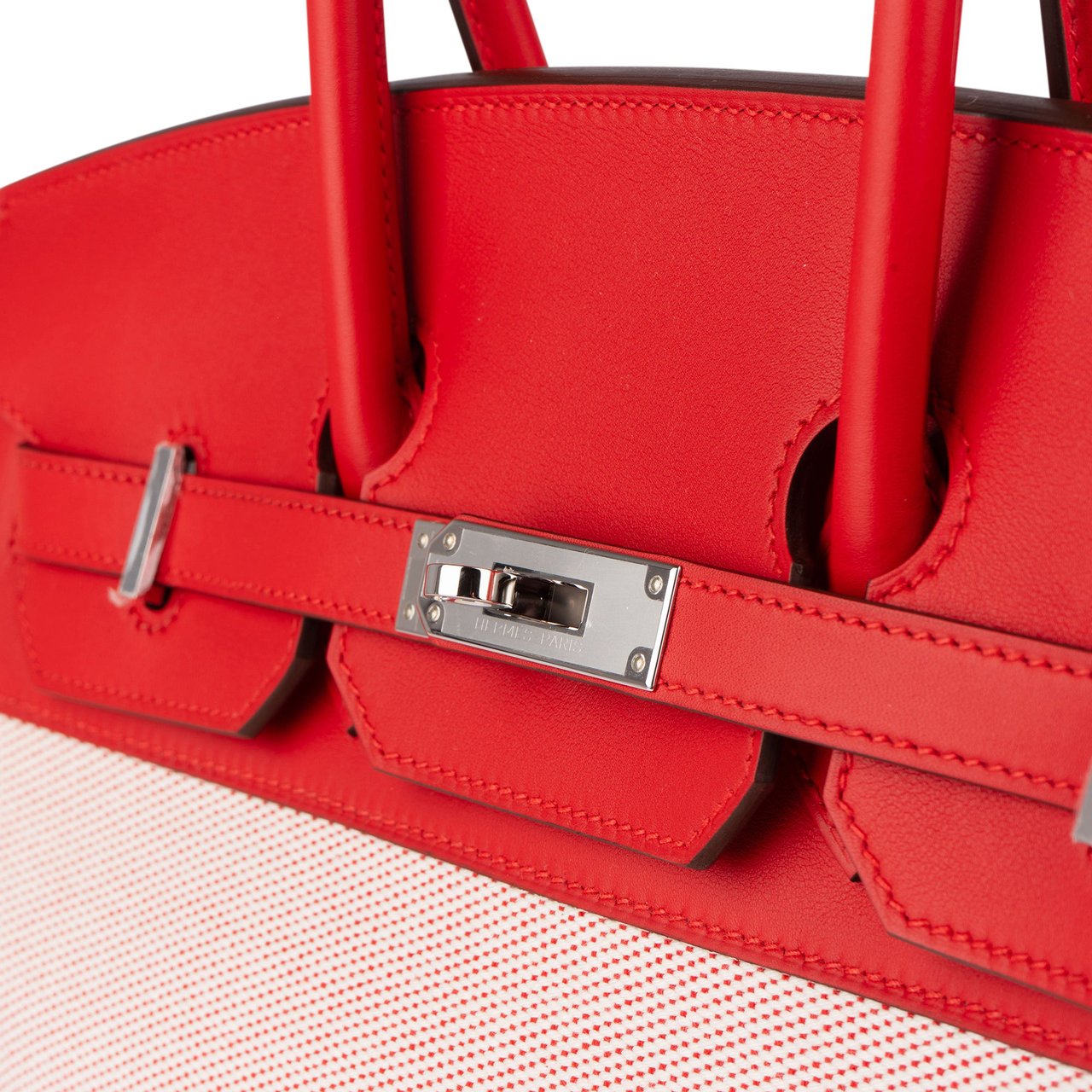 Hermès Hermès Fray Swift / Toile H Rouge de Coeur Birkin 35 Handbag Rood