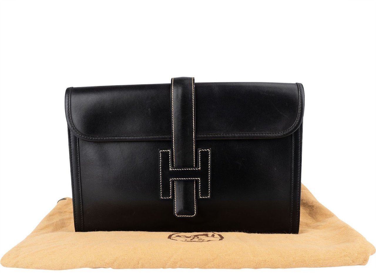 Hermès Hermès Noir Box Calf Jige Clutch Zwart