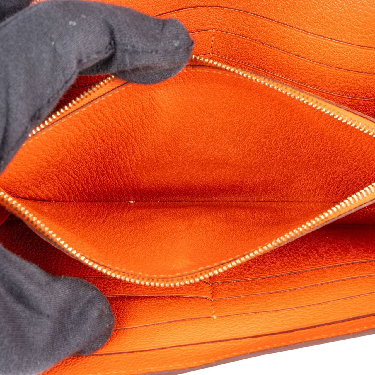 Hermès Hermès Orange Ostrich Leather Kelly Wallet Oranje