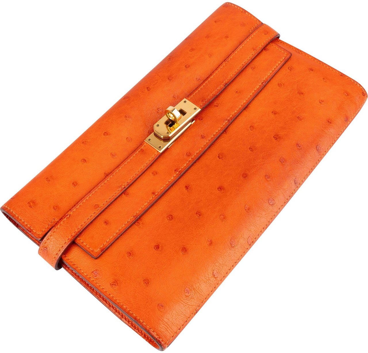 Hermès Hermès Orange Ostrich Leather Kelly Wallet Oranje