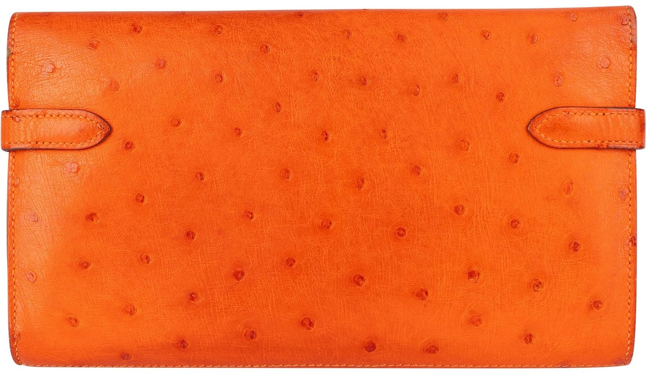 Hermès Hermès Orange Ostrich Leather Kelly Wallet Oranje
