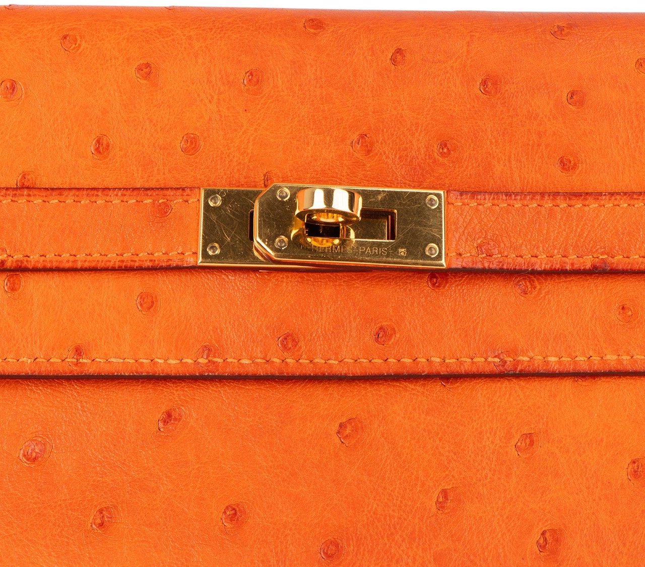 Hermès Hermès Orange Ostrich Leather Kelly Wallet Oranje