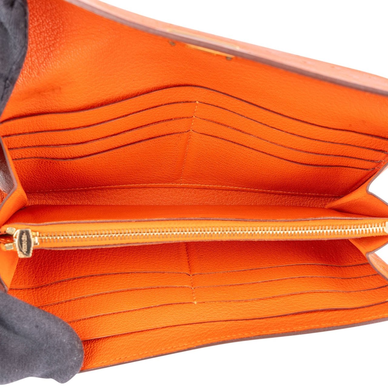 Hermès Hermès Orange Ostrich Leather Kelly Wallet Oranje