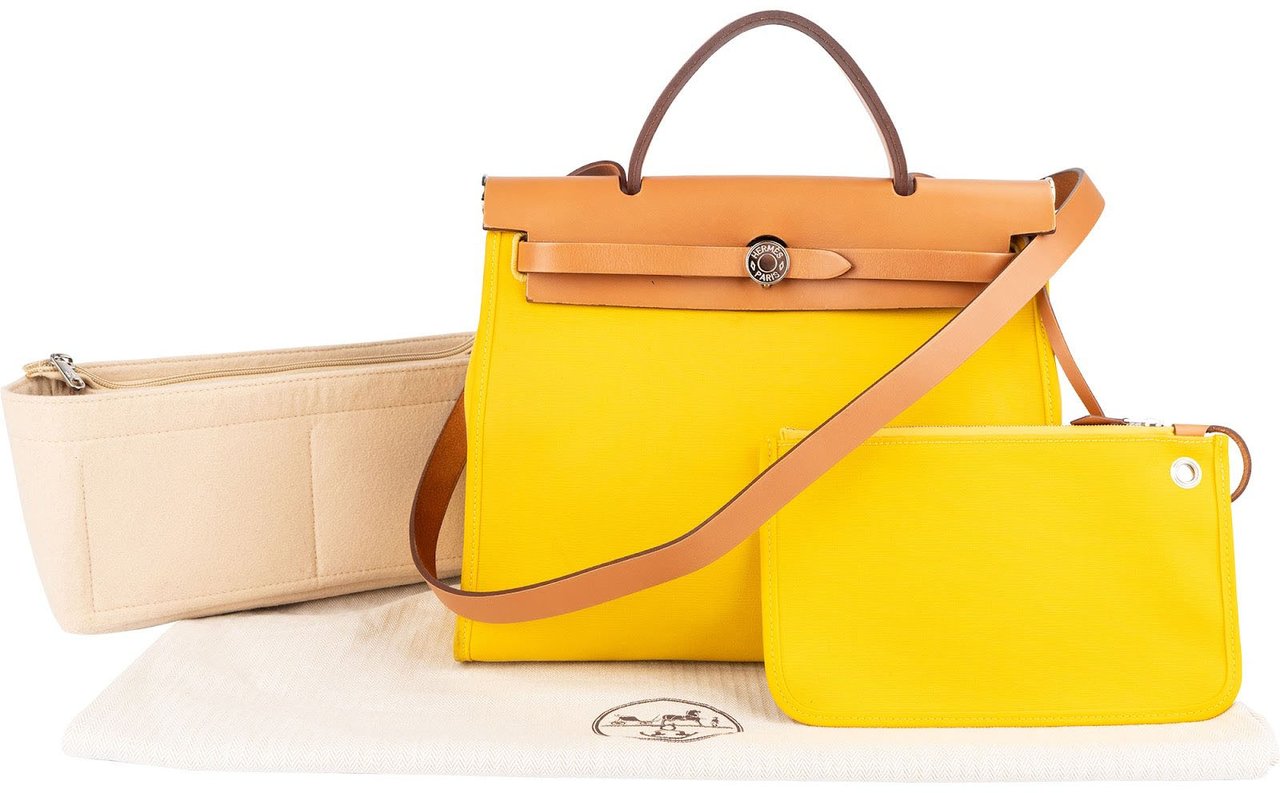 Hermès Hermès Classic Cotton Herbag Zip 31 Handbag Geel