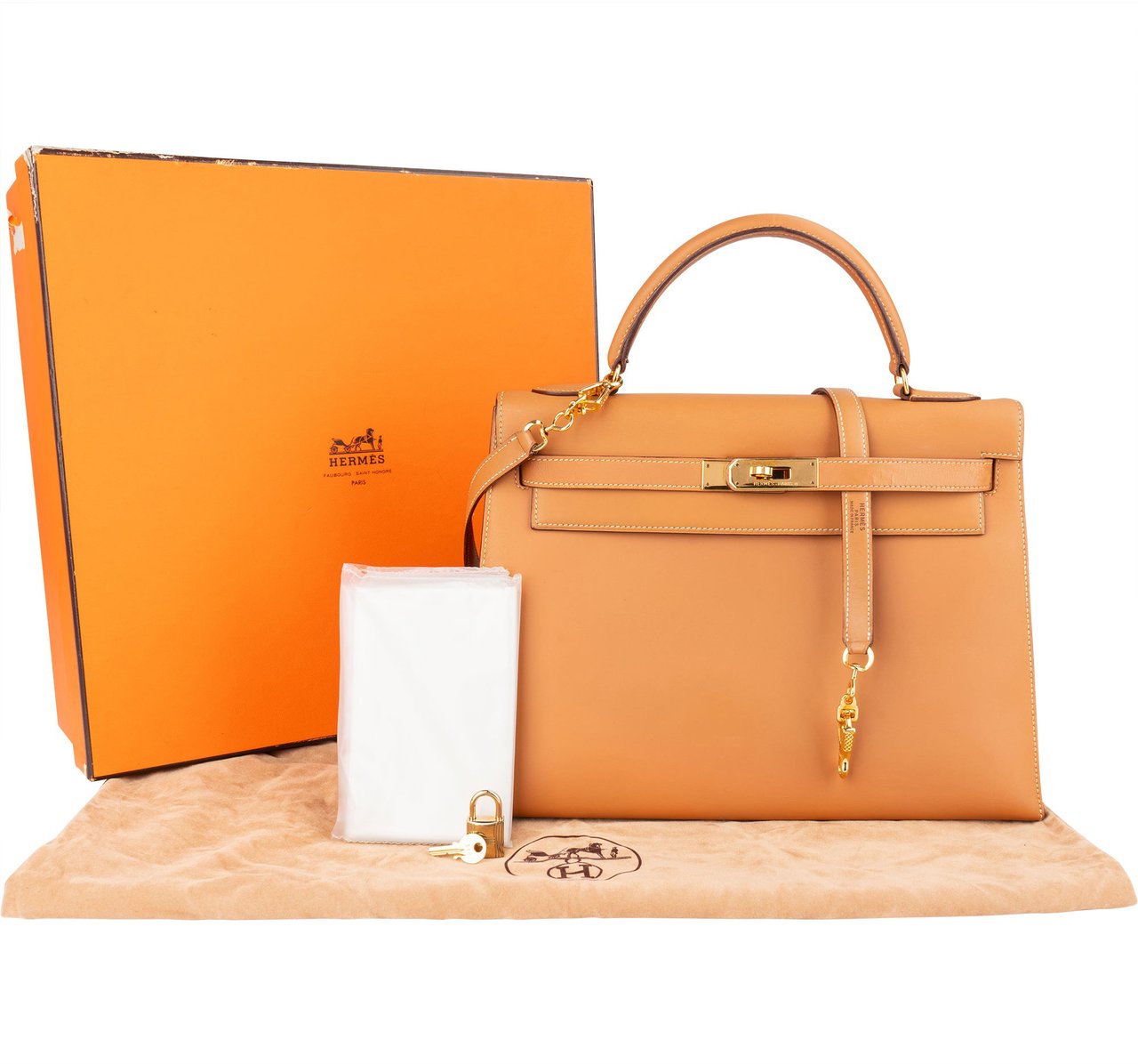 Hermès Hermès Natural Boxcalf Leather Kelly 32 Handbag Bruin