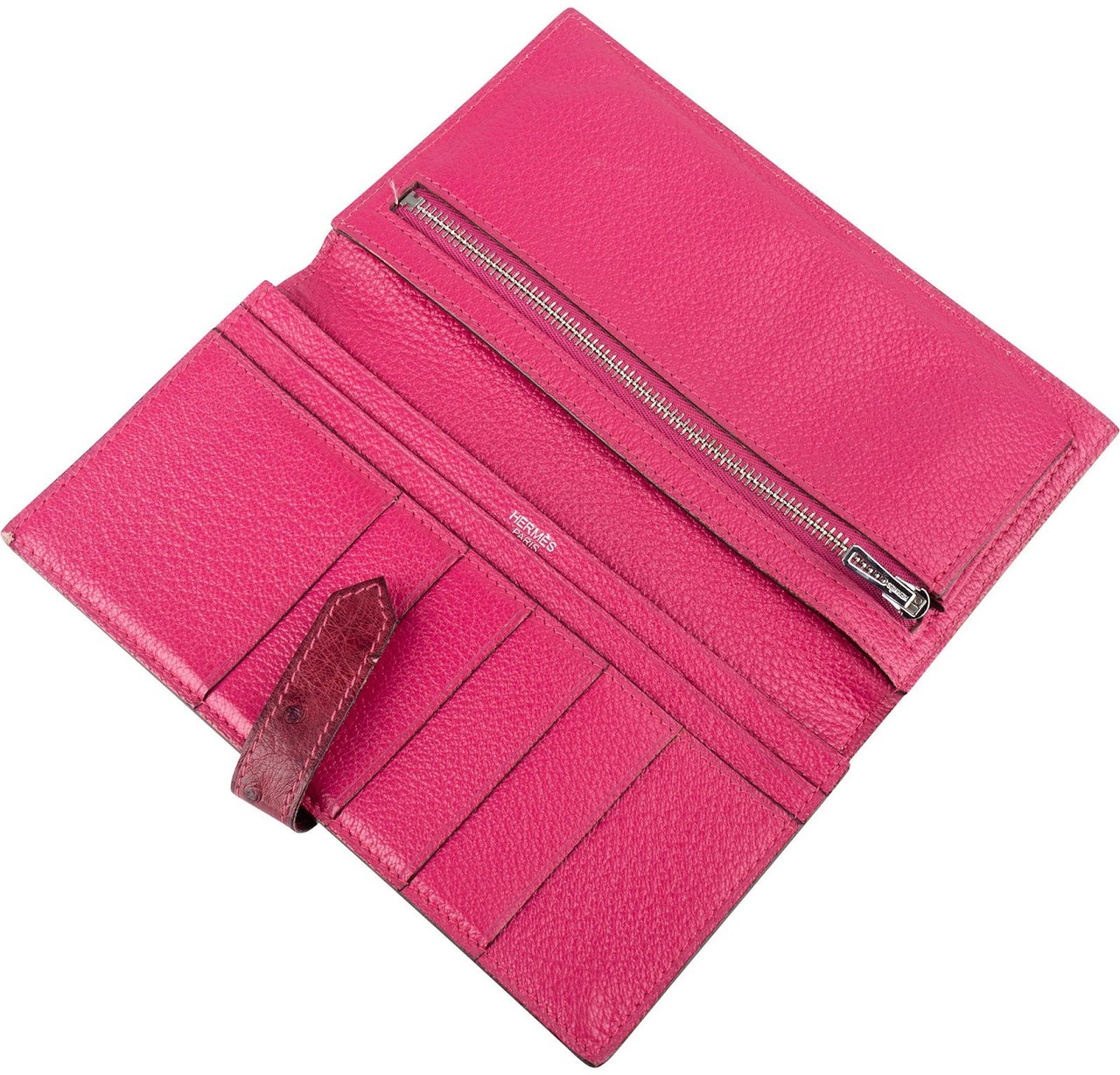 Hermès Hermès Pink Ostrich Béarn Wallet Rood