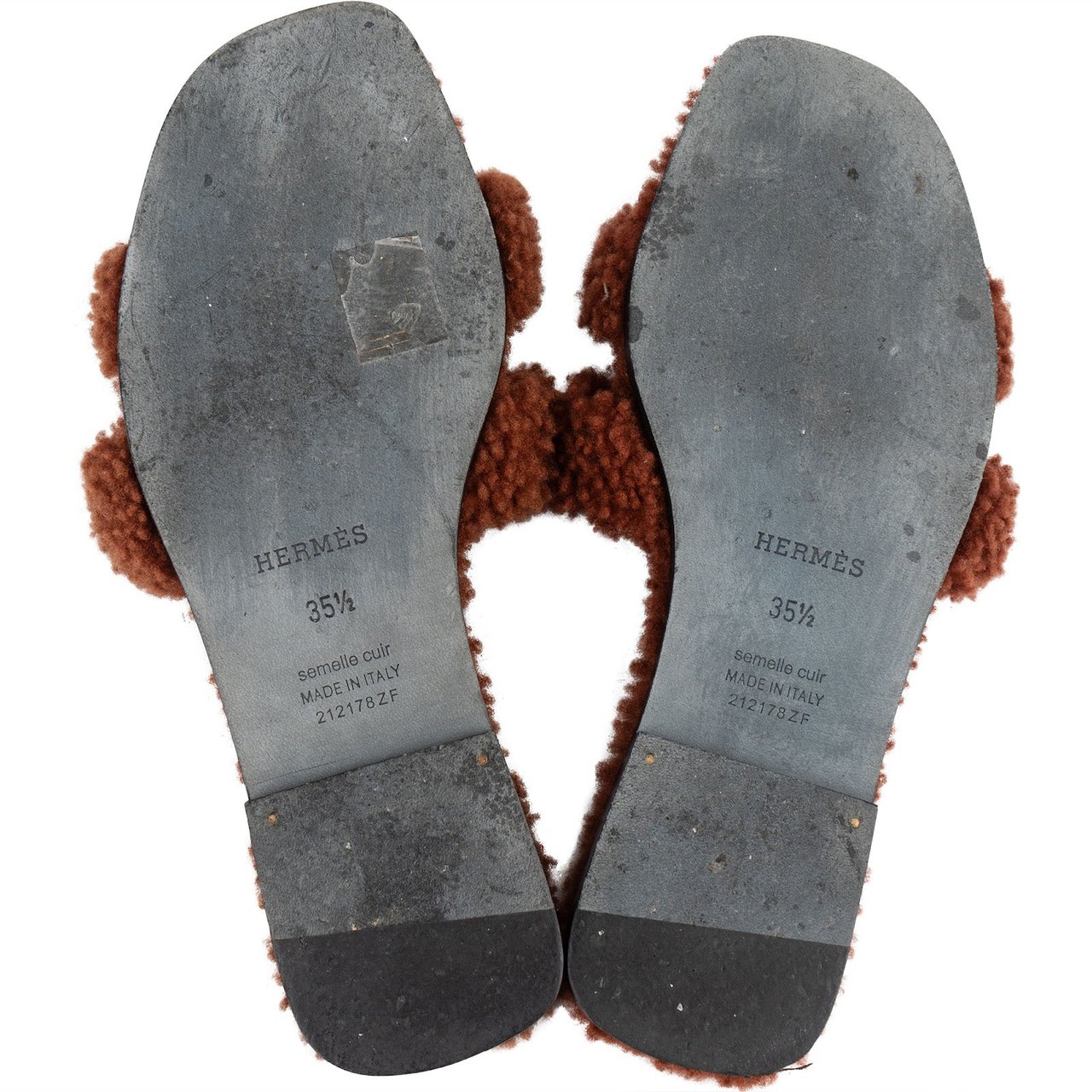 Hermès Hermès Brown Leather Teddy Oran Sandals (35,5) Bruin